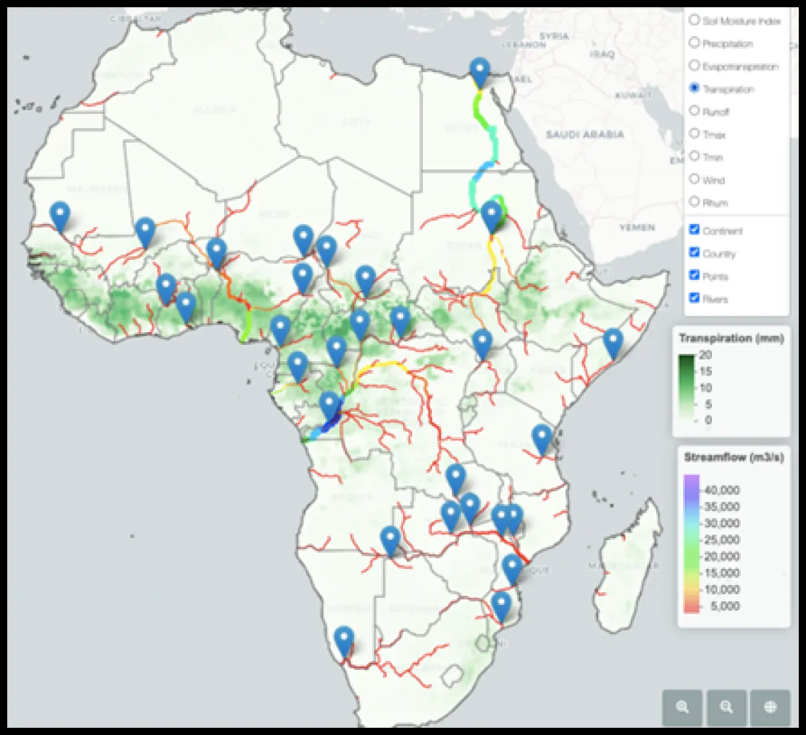 Continent-scale evapotranspiration: a new display variable.