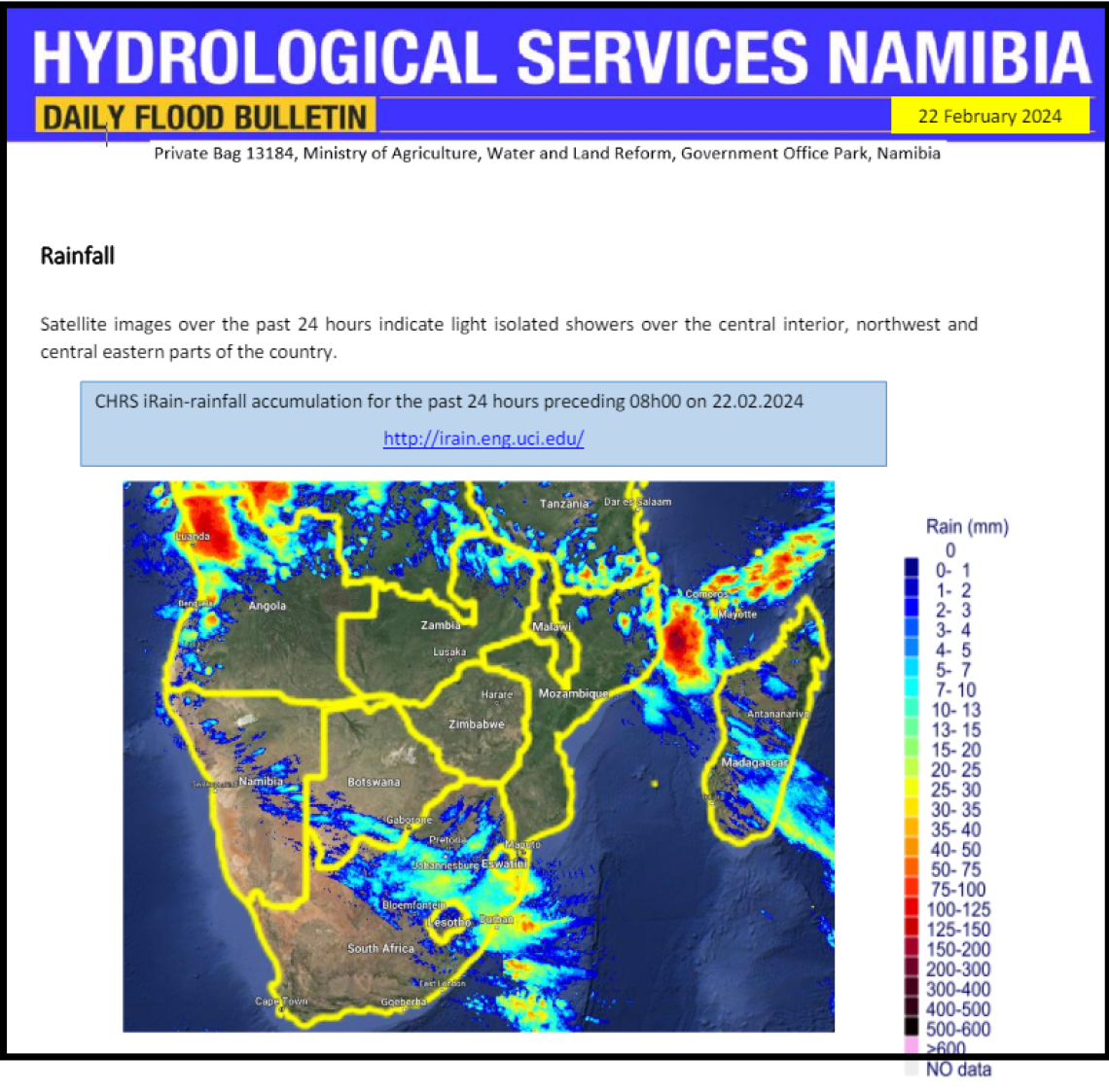 Front page of February 22, 2024 issue of Hydrologic Services Namibia